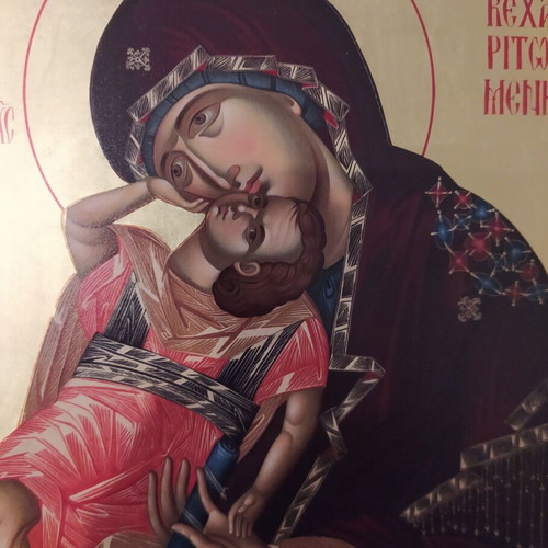 Icon of Panagia Kecharitomeni new with 24K gold leaf