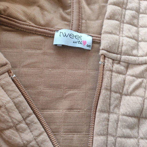 Open brown cardigan like new with waist cord, size S
