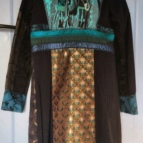 Desigual coat blue / black patchwork like new