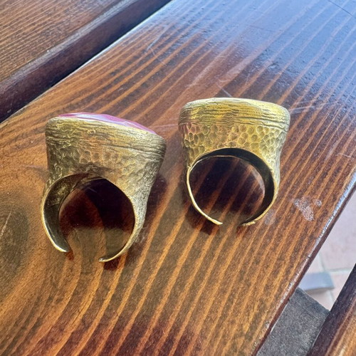 Tiklari Moroccan Turkish rings set used, gold-plated brass with semi-precious stones