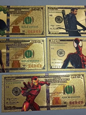 Αναμνηστικά χαρτονομίσματα Marvel Super Heroes καινούργια, πακέτο 10 επίχρυσα