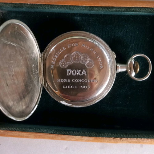 Doxa Swiss pocket watch used, silver, 1905, 70mm