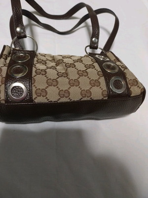 Handbag used, brown and silver
