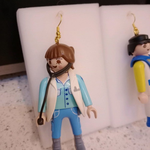 Playmobil Earrings The Doctor & the Nuclear Scientist!!