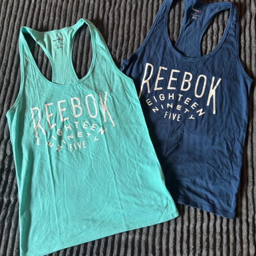 Reebok sleeveless t-shirts used, size S, blue, set of 2