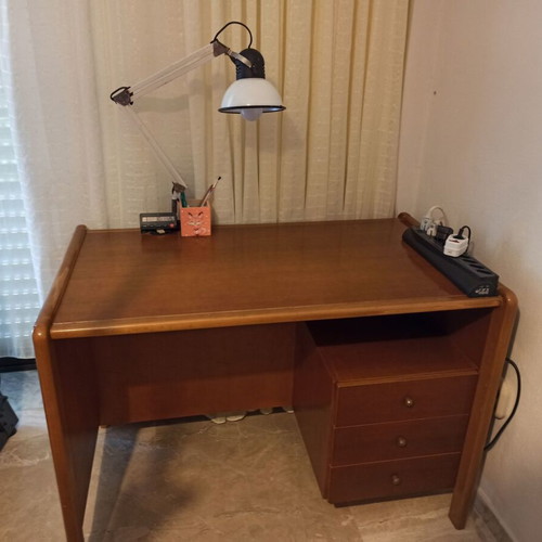 German solid wood desk with 3 drawers used