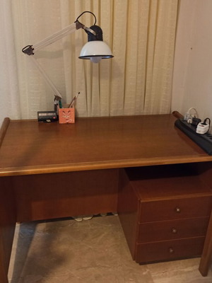 German solid wood desk with 3 drawers used