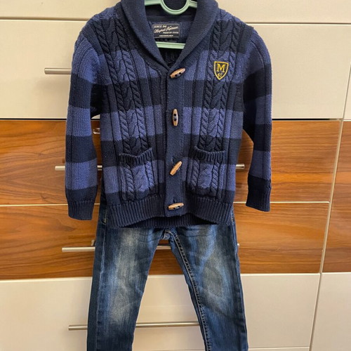 Mayoral cardigan and jeans set used for child under 3 years