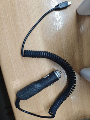 Car charger with spiral cable Mini-USB used