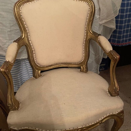Set of 2 Louis XV armchairs used, over 100 years old