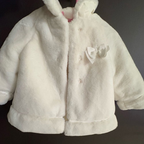 Mayoral baby fur coat new, white for 12-month-old girls