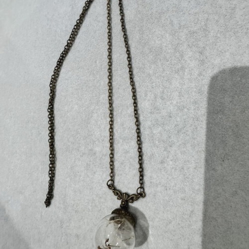 Boho necklace with glass sphere and dried flower like new