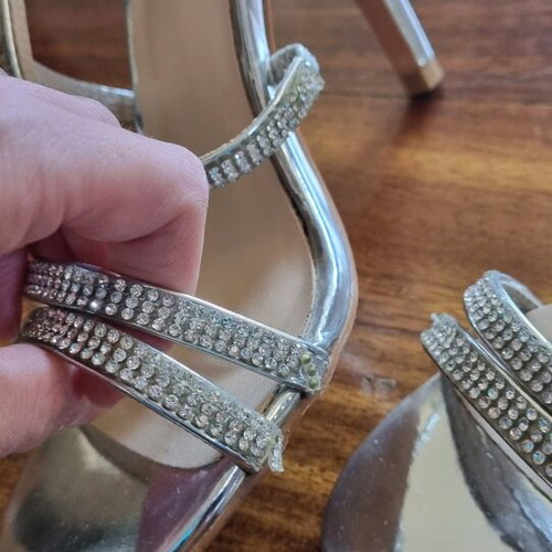 Nak silver high-heeled sandals used, size 36
