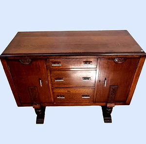 Antique Ornate Hardwood Carved Dark Brown Wooden Sideboard - Ξύλινος μπουφές αντίκα περίτεχνος από σκληρό ξύλο σκαλισμένο σκούρο καφέ