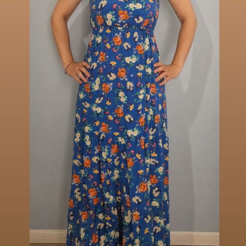 Dress Pink Woman used, blue floral summer dress size M
