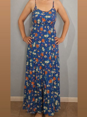 Dress Pink Woman used, blue floral summer dress size M