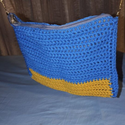 Handmade shoulder bag blue and yellow, new