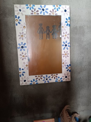 Handmade mirror with mosaic frame 50×35 cm, like new