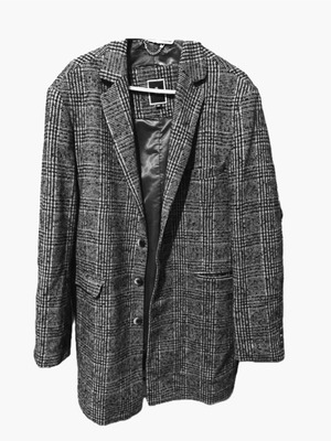 Mezzo Uomo men's coat gray like new, checkered, size 3XL