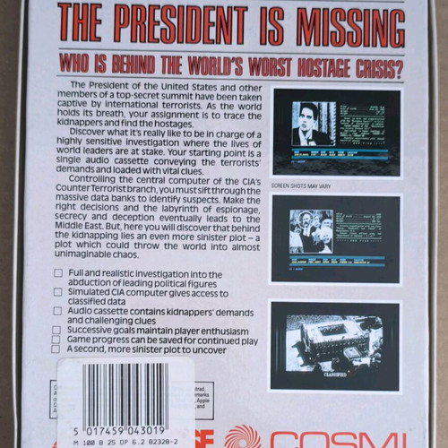 The President Is Missing (Cosmi) Amiga like new