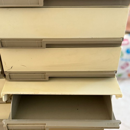 Plastic Office Drawer Unit with 12 Drawers used, beige