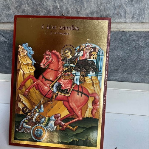 Saint Demetrios icon used, gilded, 15 x 20cm