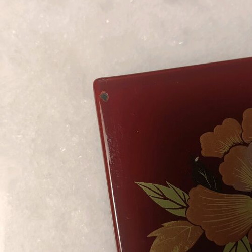 Japanese box with coasters like new, set of 6, red and gold