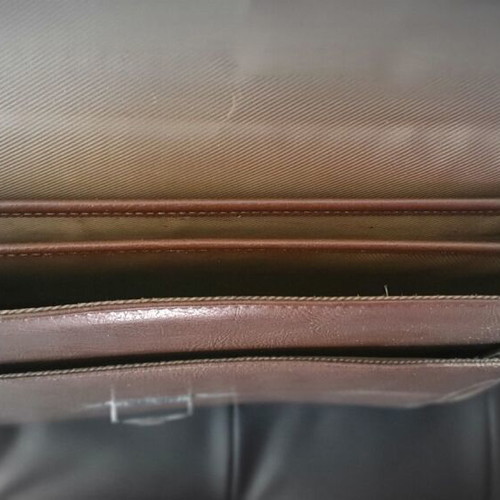 Amig brown briefcase new 4 compartments with strap and lock