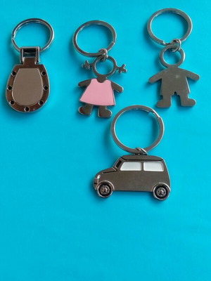 Metal keychains new, set of 4 pieces