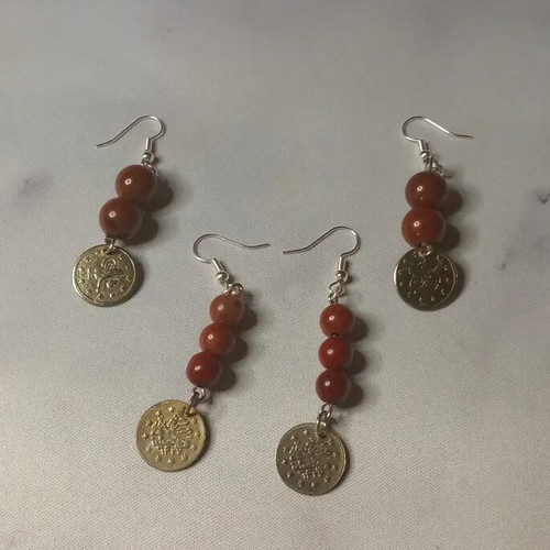 Handmade magical earring set brown and silver