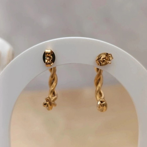 Steel earrings with 2 cm braid new gold-colored