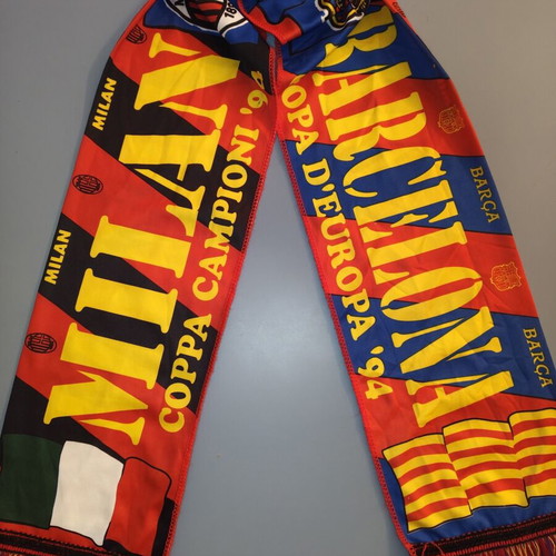 Vintage souvenir scarf AC Milan vs FC Barcelona 1994 final used