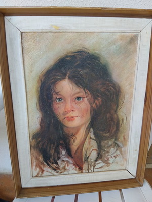 Vintage framed painting 48×37 used with visible wear