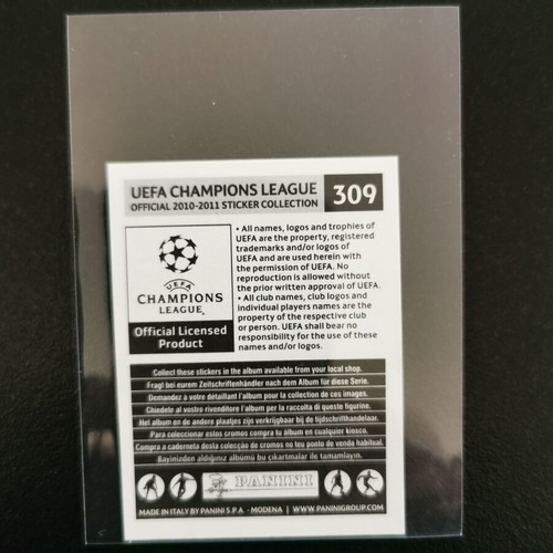 Adriano Panini UEFA Champions League 2010-2011 Sticker #309 AS Roma Brazil