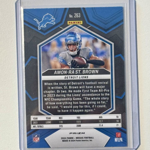 2024 Panini Mosaic National Pride Amon Ra St. Brown Detroit Lions #263 new