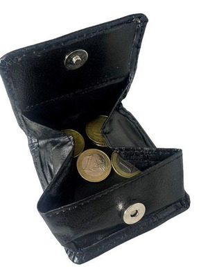 Vintage coin wallet square with button black 8cm new