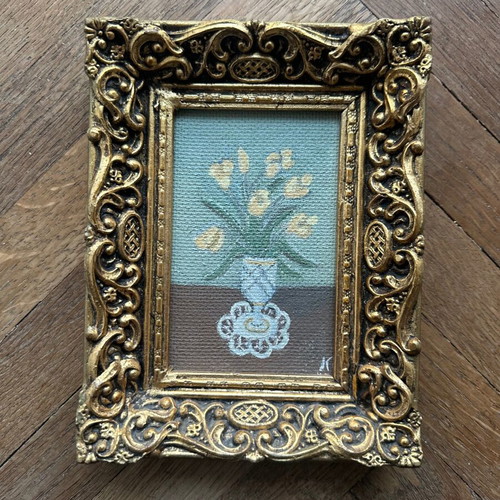 Small painting with frame like new, vintage, retro