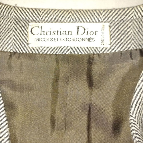 Christian Dior vintage women's jacket used, gray, 80's herringbone