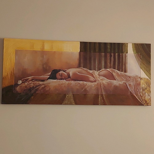 Canvas painting 60×140 like new with embossed frame