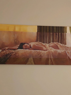 Canvas painting 60×140 like new with embossed frame