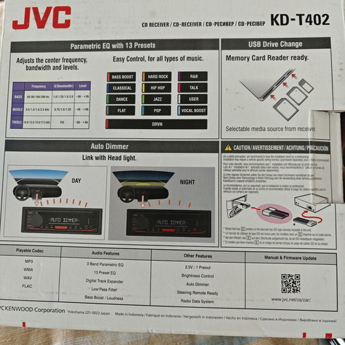 JVC KD-T402 Radio CD new in packaging with USB and AUX