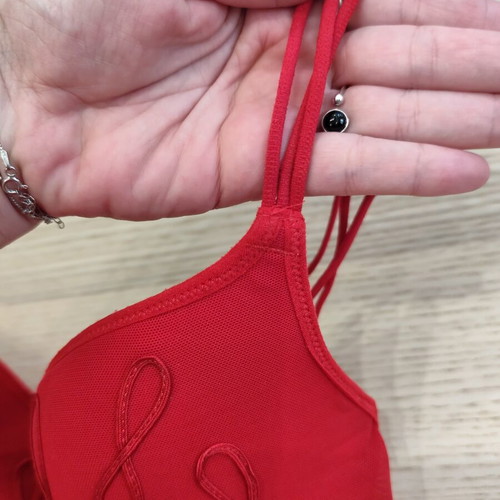Luna Infinity red mesh bodysuit 75B with push-up