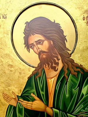 Handmade Saint John the Baptist Icon used, Byzantine style