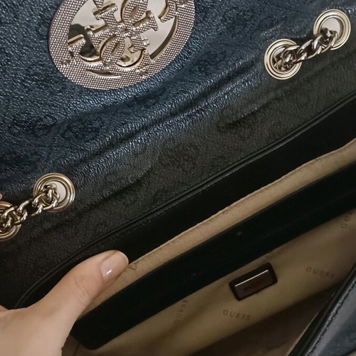 Guess shoulder bag used, black and grey with silver hardware