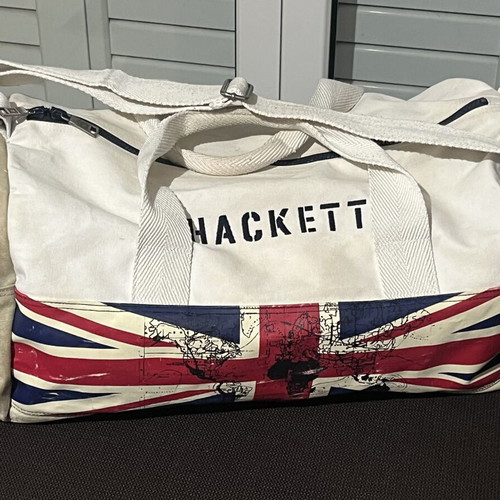 Hackett Gbk Duffle Canvas Bag used, white multi colour