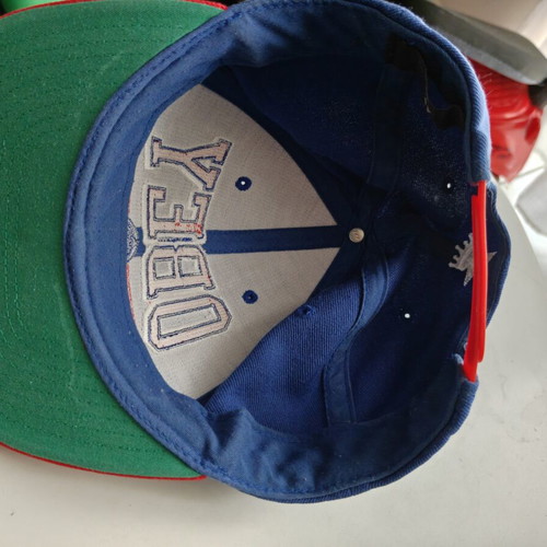 Obey Jockey Snapback Hat like new, adjustable, blue and red