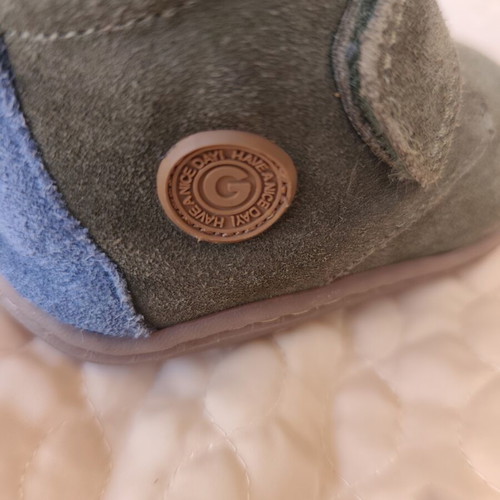 Gioseppo Kids Leather Boots used, size 21, khaki with blue detail