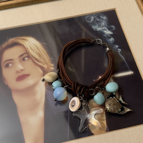 Bracelet with silver clasp and semi-precious stones like new, length 19 cm