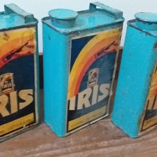 Iris paint collectible containers used, set of 3 full cans