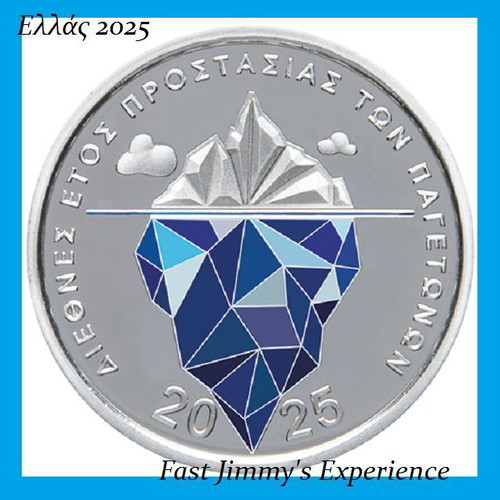 2025 Greece Official Silver Colored Proof Coin 6 Euro International Year of Glacier Protection